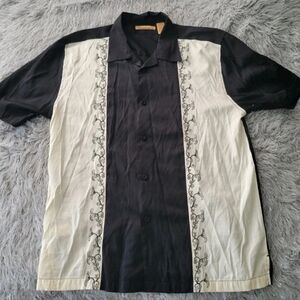 The Havana Co Embroidered Guayabera Dress Shirt Bowling Two Tone Embroidered L